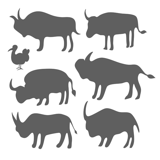 Vector animals silhouette bundle set vector