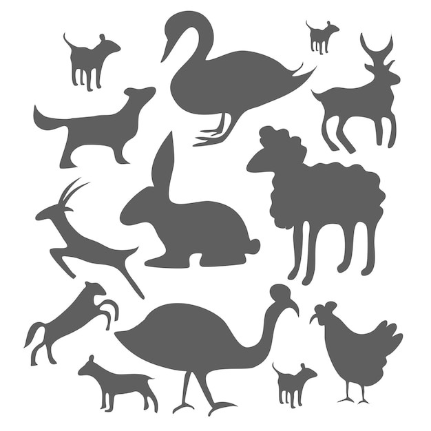 Animals silhouette bundle set vector