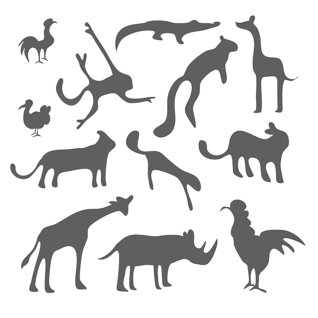 Vector animals silhouette bundle set vector