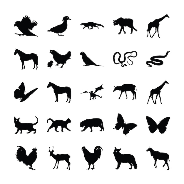 Vector animals silhouette pictograms