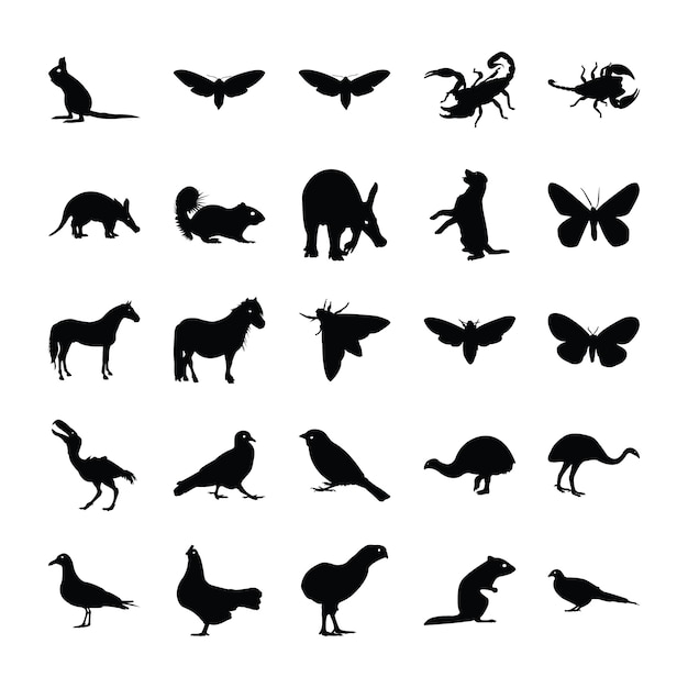 Vettore set silhouette animali