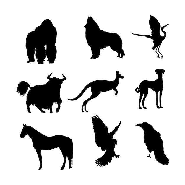 Vector animals silhouette simple design