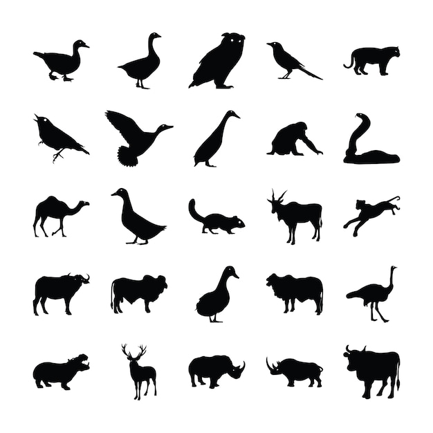 Vector animals solid pictograms