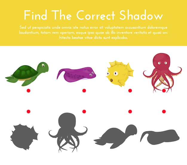 Animali e le loro forme gioco di abbinamento ombra