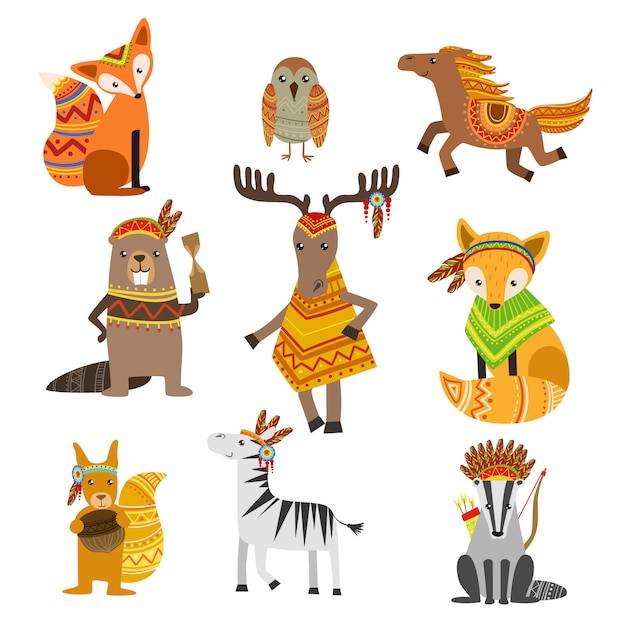 Animals wearing tribal clothing collection