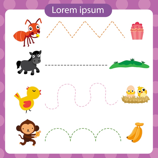 Animals worksheet vector design