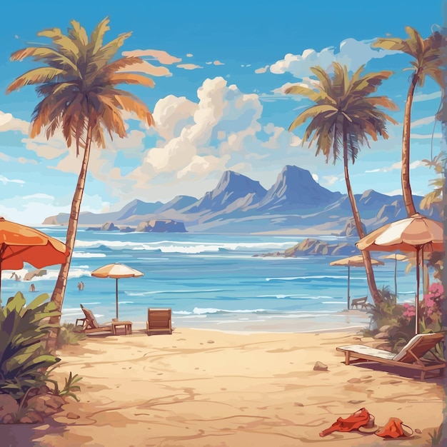 A animate beach for a tshirt design