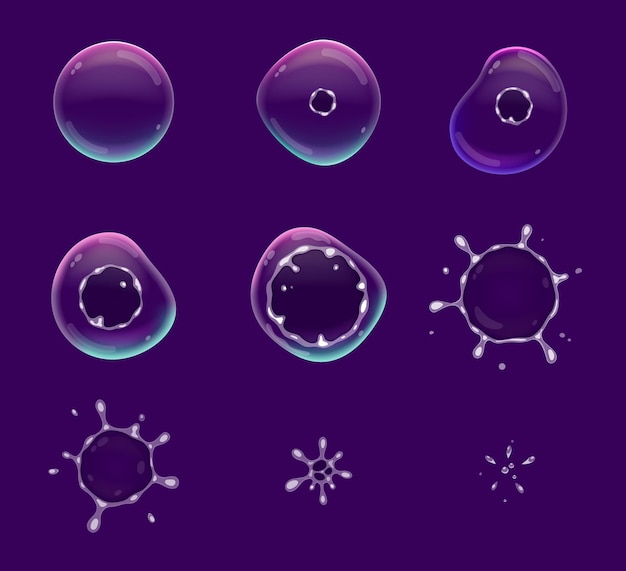 Vector animated bubble burst game sprite animation
