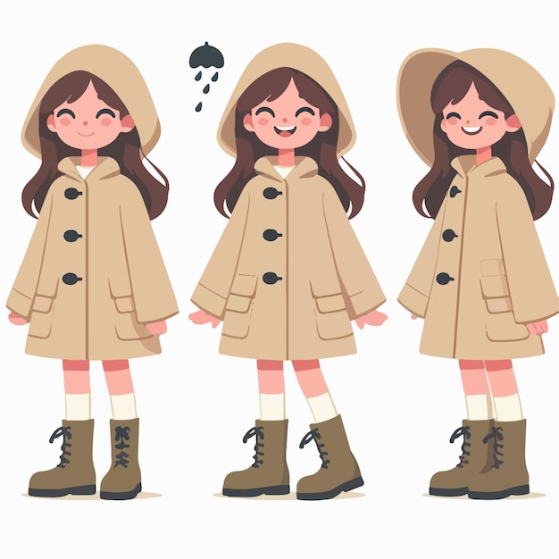 Animated girl in cold weather gear premium ai generated vector