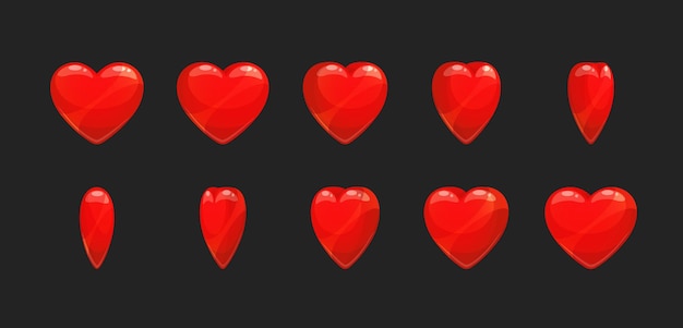 Animated red heart sequence sprite sheet love