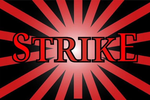 Animated text celebrating a strike, banner