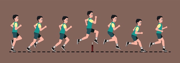 Animatie frames van running man sprites blad voor animatie bewegende tiener jongen doen atletiek