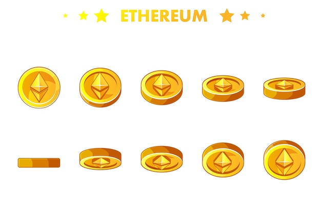 Animatie Gouden ETHEREUM-munt Cryptocurrency ETHEREUM Internetvaluta van de toekomst