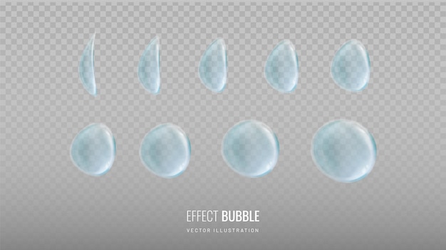 Vector animation drop of liquid on a transparent background sequence of shots of a transparent bubble