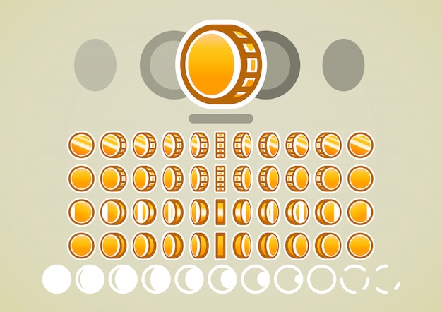 Vector animation of gold coins for video games