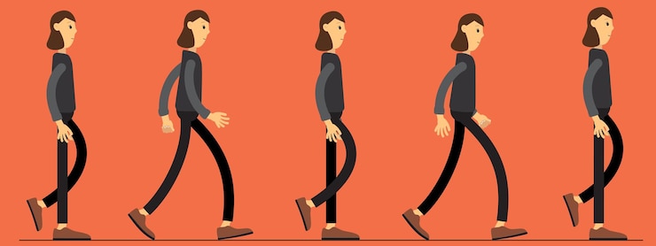Vector animation of human gait. animation for your cartoon. movement animation of the character