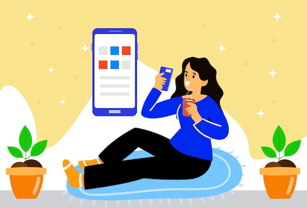 anime addiction concept illustration stylish and beautiful