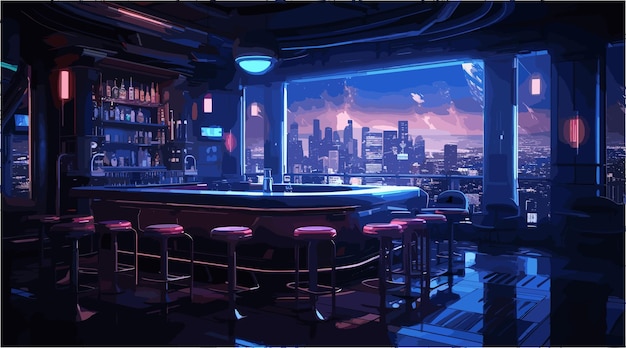 Anime background of a cyberpunk scene vector illustration