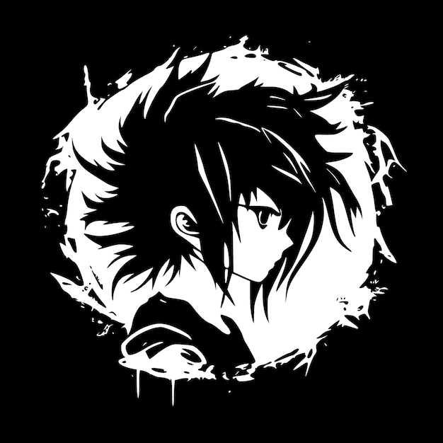 Anime - Black and White Isolated Icon - Vector illustration