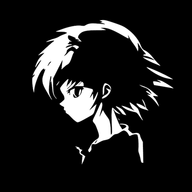 Vector anime black and white vector illustration