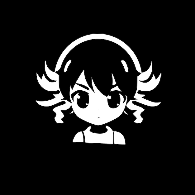 Anime Black and White Vector illustration