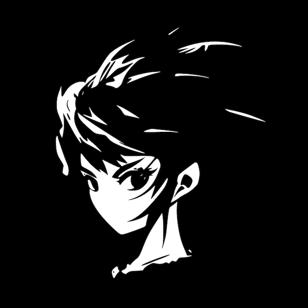 Anime Black and White Vector illustration