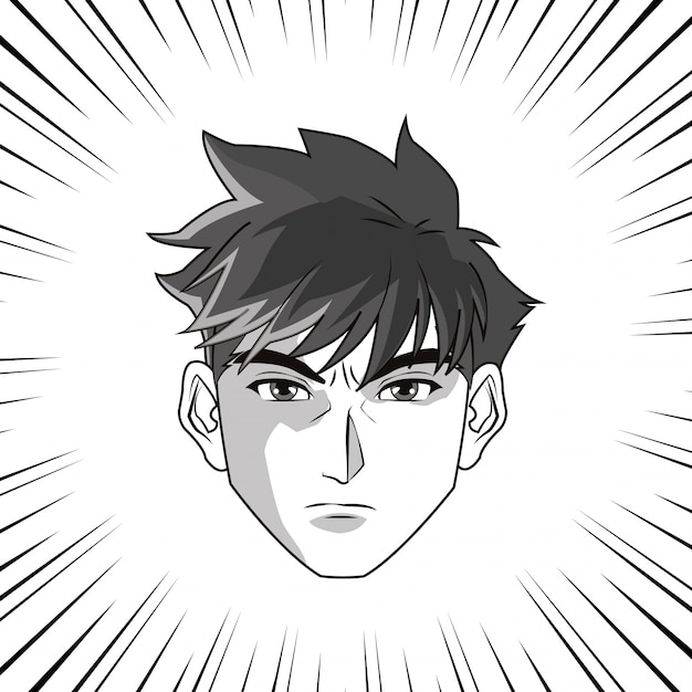 Anime boy or man cartoon icon