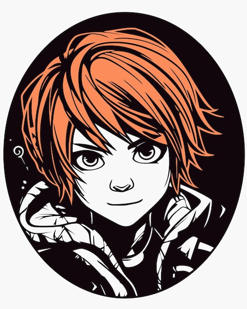 anime boy with orange hair portrait