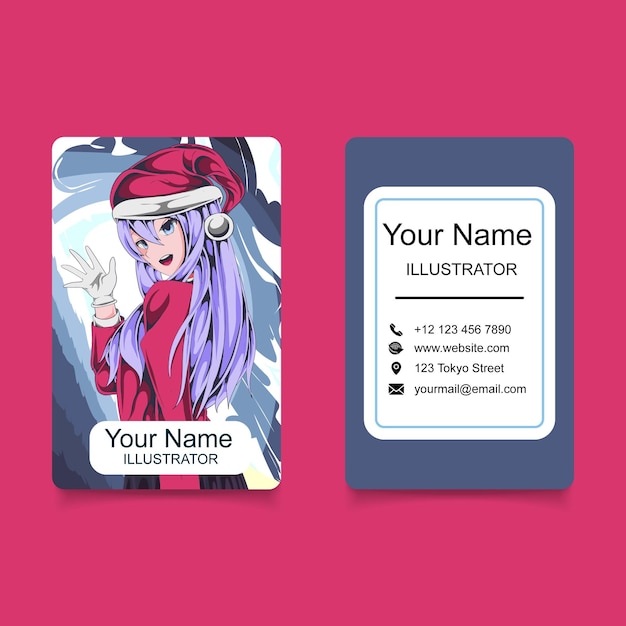 anime business card desain template