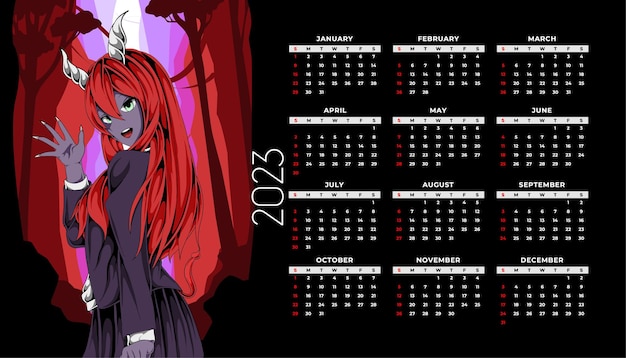 Anime Calender 2024 Anime Calender Printable Custom Manga 