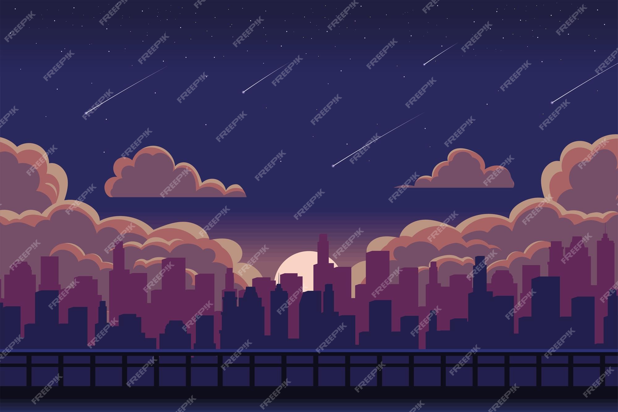 Premium Vector | Anime city night background