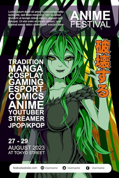 Vector anime colorful festival poster design