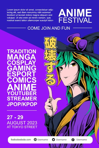 Vector anime colorful festival poster design