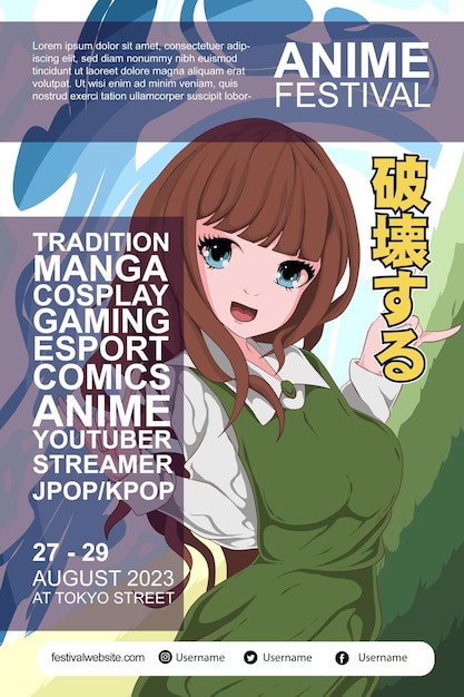 Vector anime colorful festival poster design