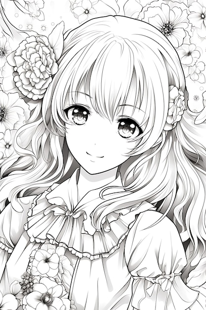 Premium Vector | Anime coloring page