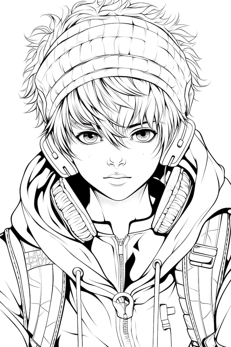 Vector anime coloring page