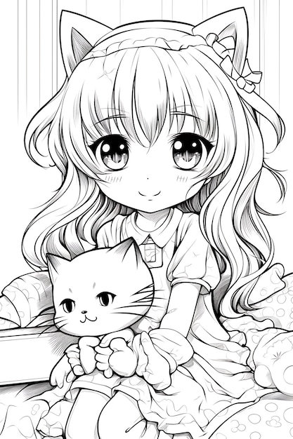 Vector anime coloring page