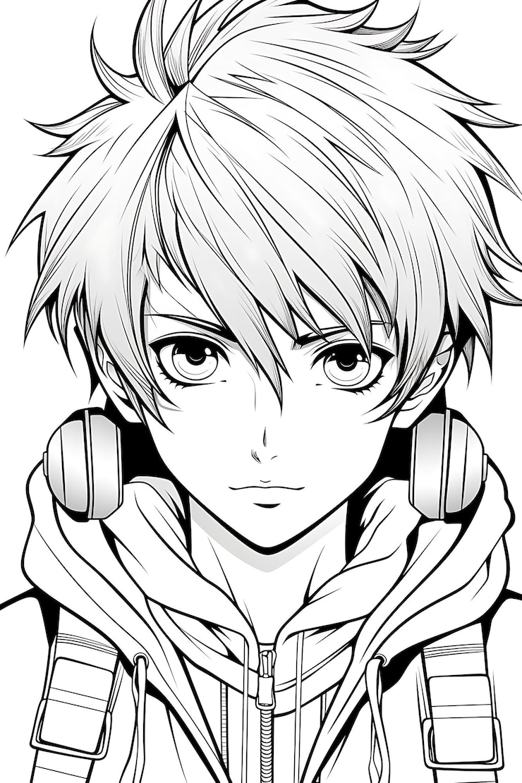 Vector anime coloring page