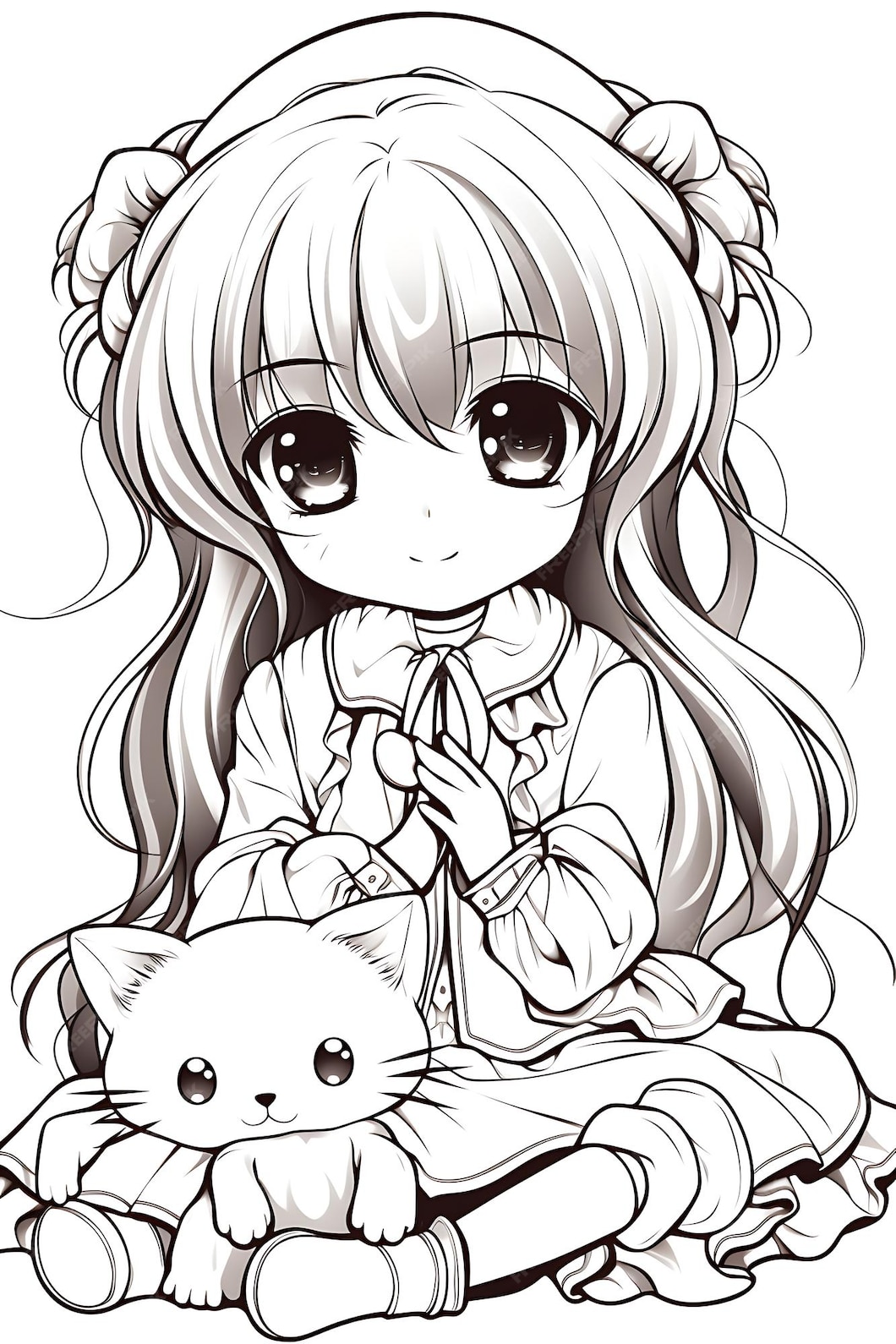 Premium Vector Anime coloring page