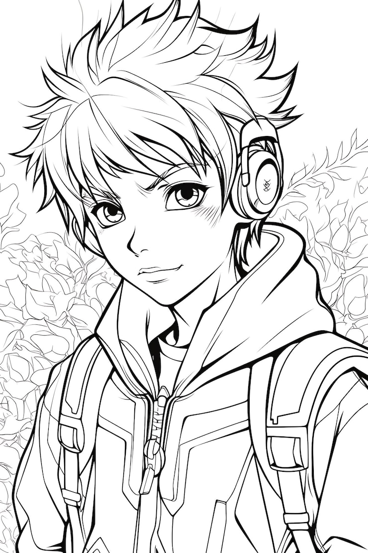 Vector anime coloring page