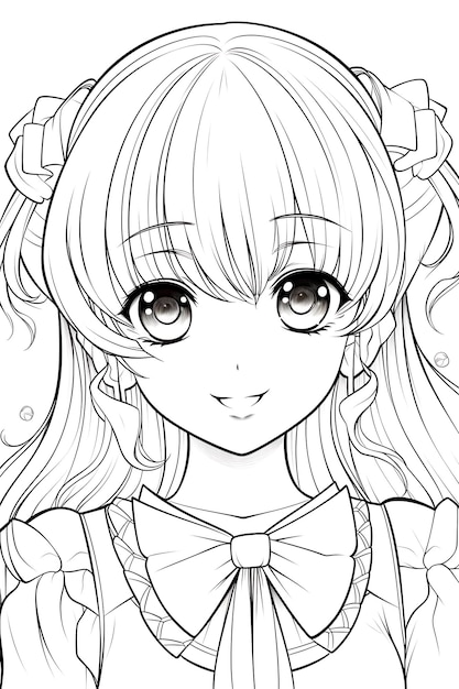 Premium Vector | Anime coloring page