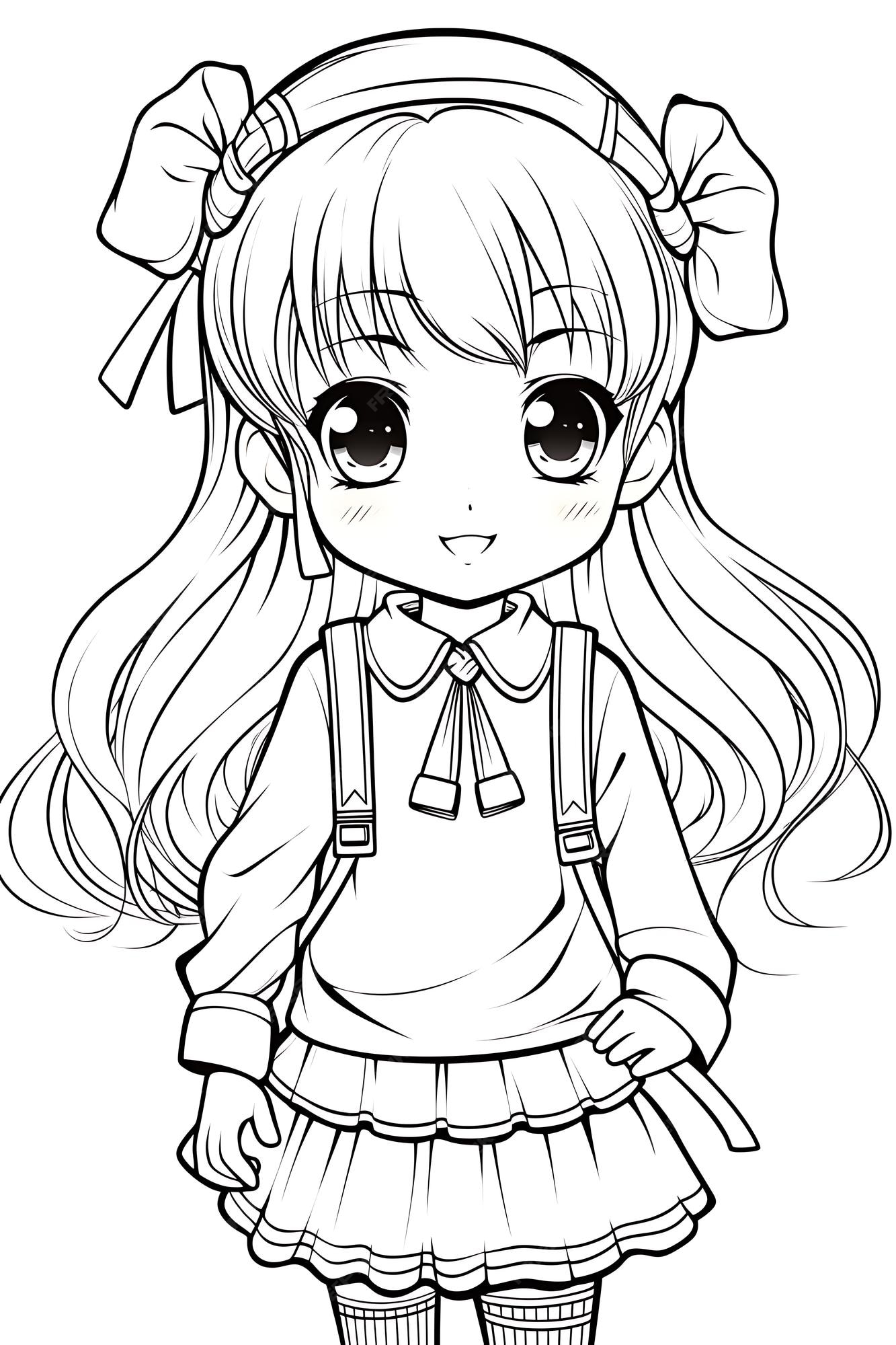 Premium Vector | Anime coloring page