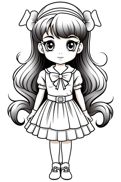 Chibi Coloring Pages 15906867 Vector Art at Vecteezy