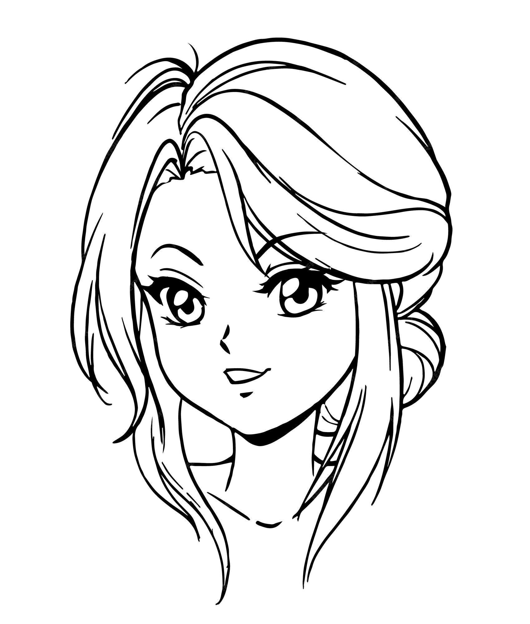 Premium Vector  Anime girl outline drawing