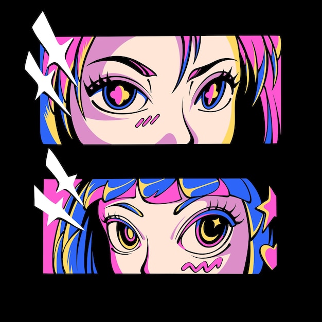 Vector anime eyes illustration vector art