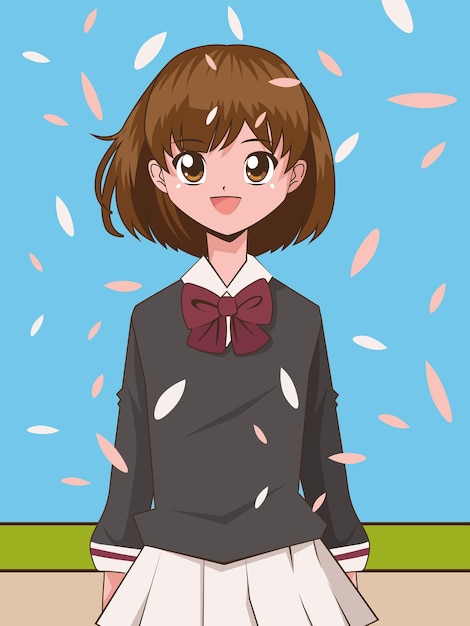 Vector anime female character comic style