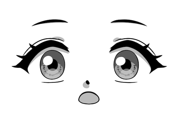 Anime funny expression Japanese manga style Hand drawn vector illustration