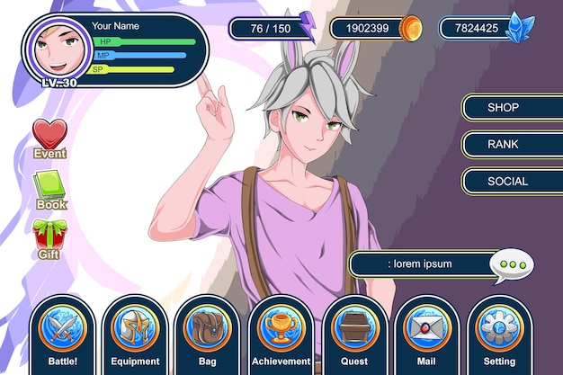 Vector anime game gui