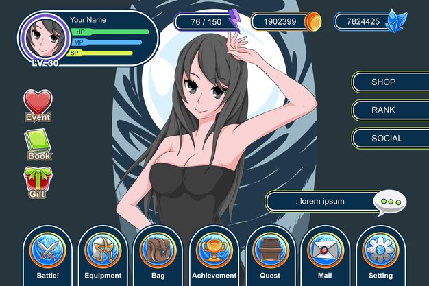 Vector anime game gui