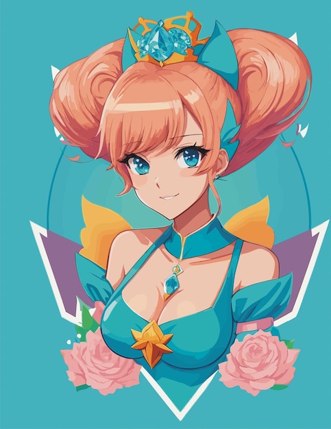 Vector anime girl beautiful princess zircon 2